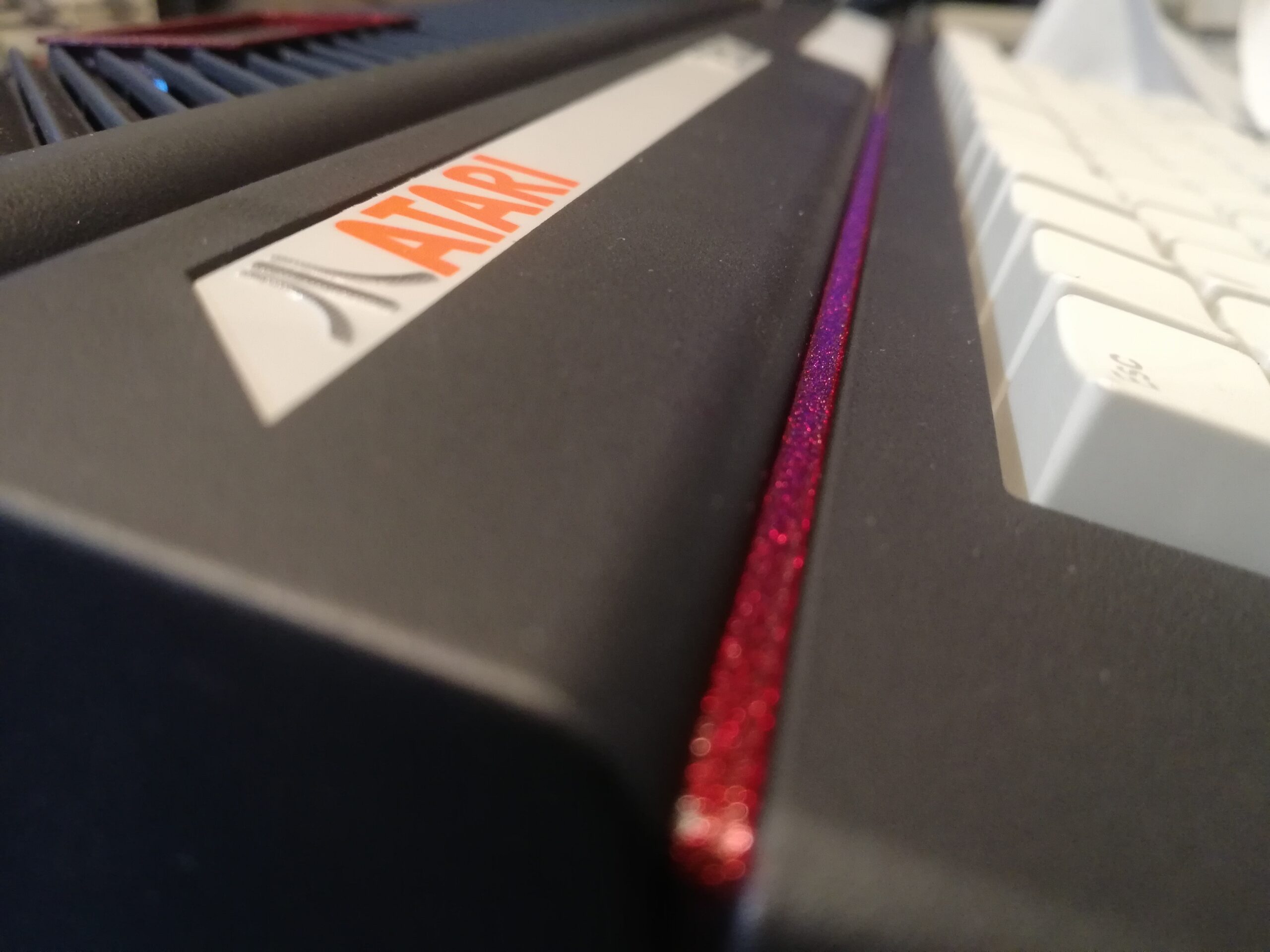 Atari 130XE Dust Cover – Graphite Grey Cotton Canvas, Embroidered – Sew Ready